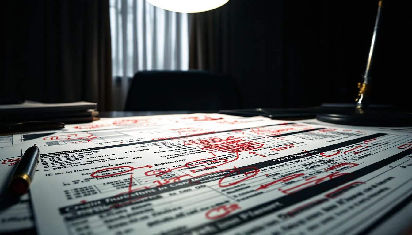 An overview of a credit report with various sections highlighted.
