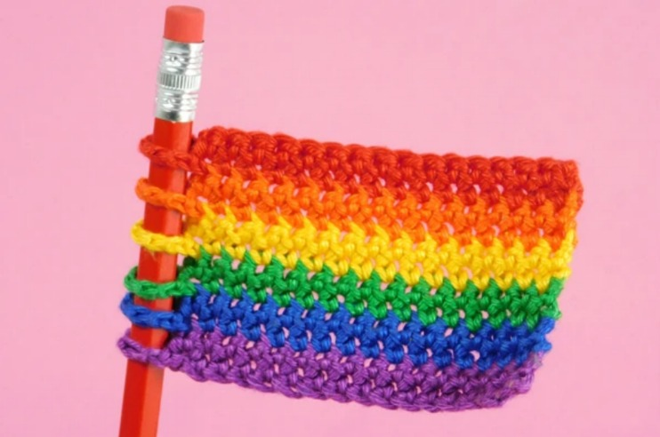 Free Rainbow Flag Pencil Topper Crochet Pattern
