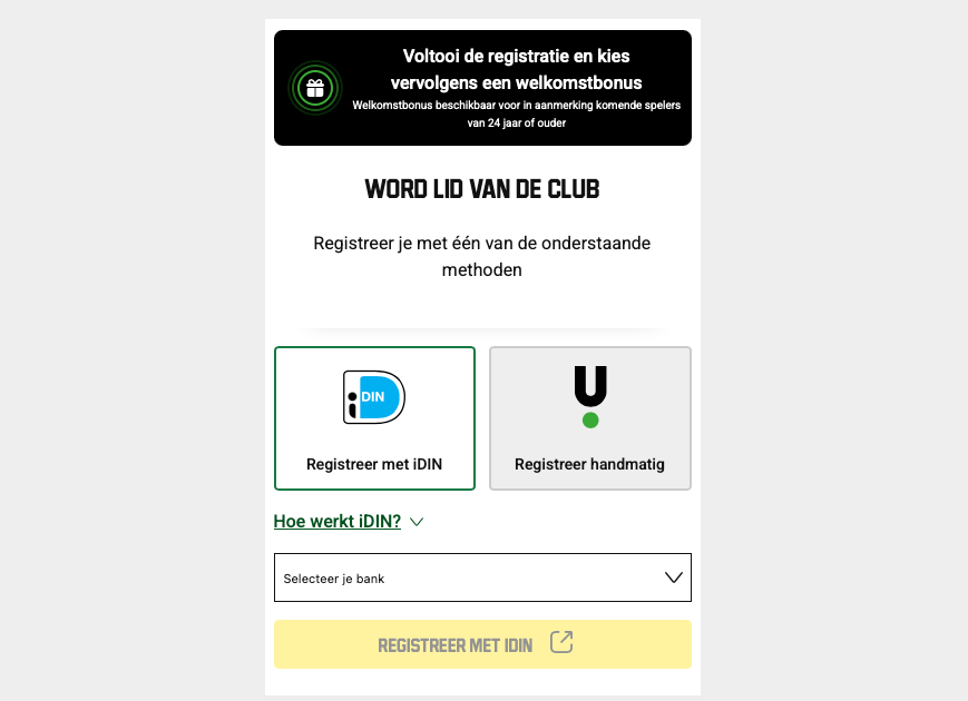 Registreren bij Unibet