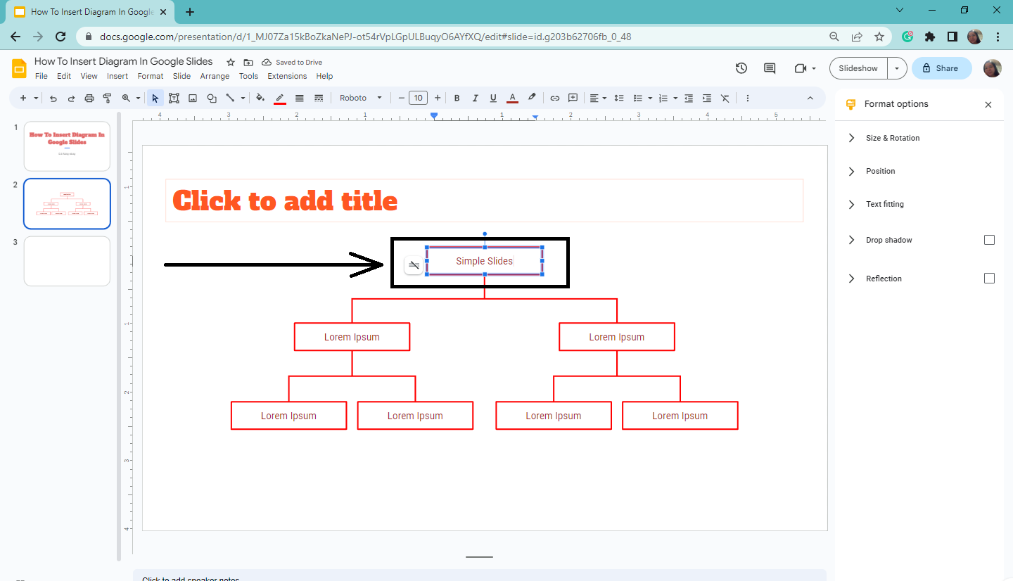 To edit the data label in your diagram, start typing your text once the title text is highlighted.