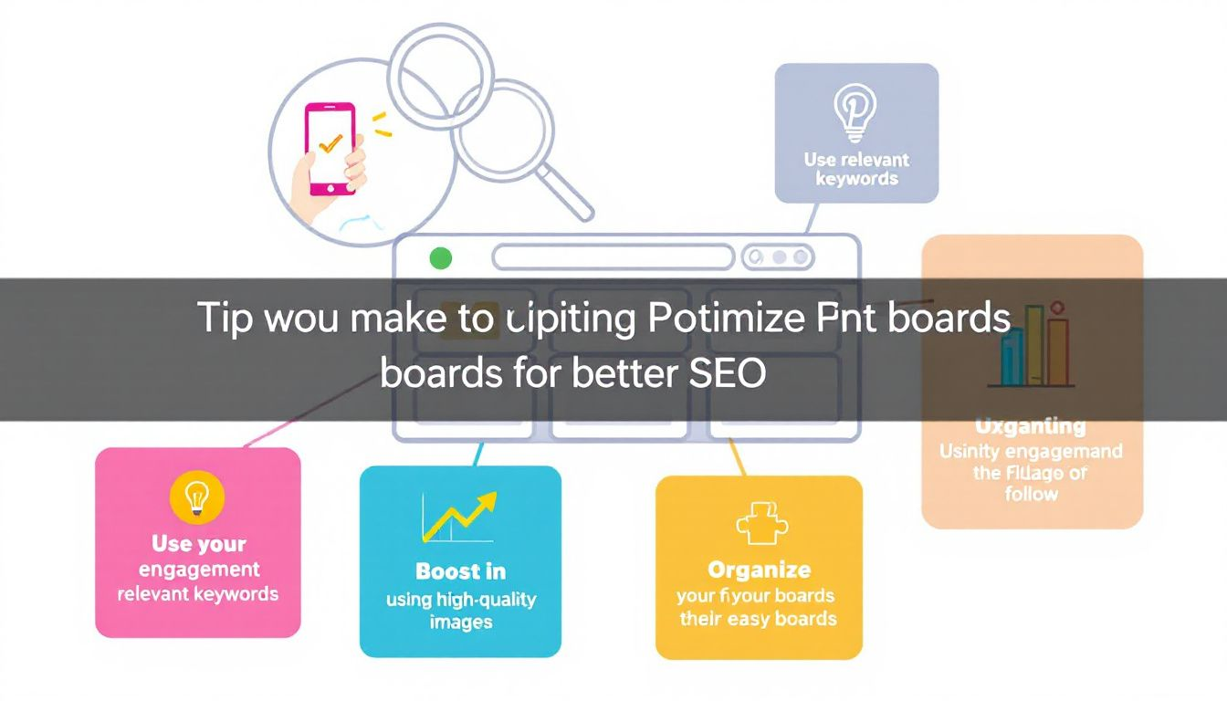 Optimización de tableros para mejorar el SEO en Pinterest.