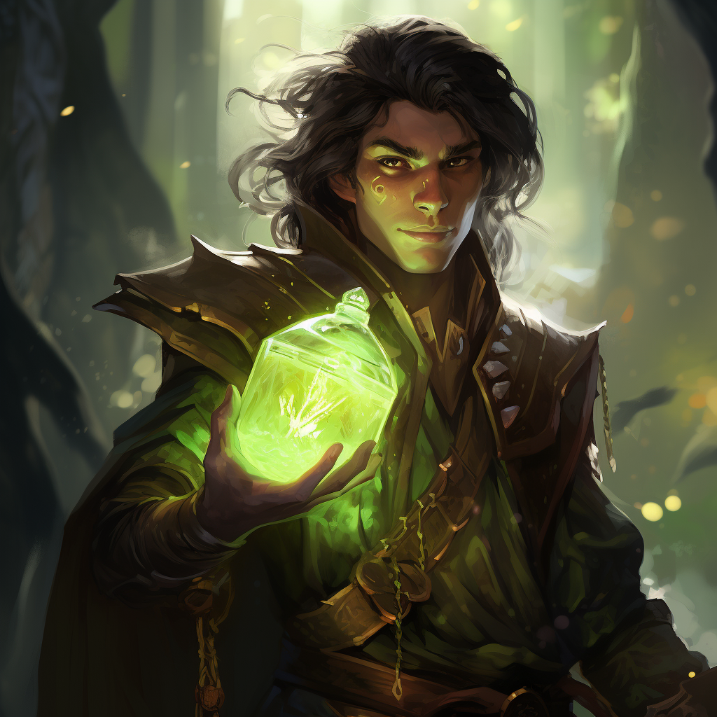The boyish rogue grins as he admires the vibrant green potion before him. In his hands he holds liquid energy, the ability to move faster than any before him.