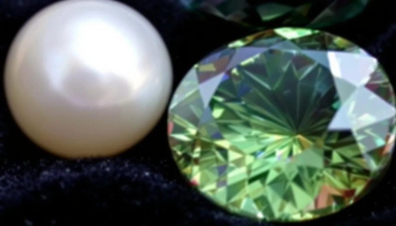 The image showcases the three types of June birthstones: the classic pearl birthstone, the enchanting moonstone, and the unique color-changing alexandrite. Each gemstone is displayed in various pieces of jewelry, highlighting their beauty and significance for those born in June.