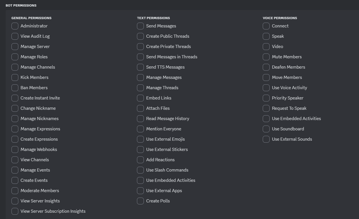 Bot permissions