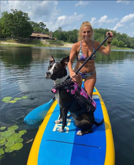 big dog paddle,shallow water pet professional guild,professional dog trainers with inflatable boards.