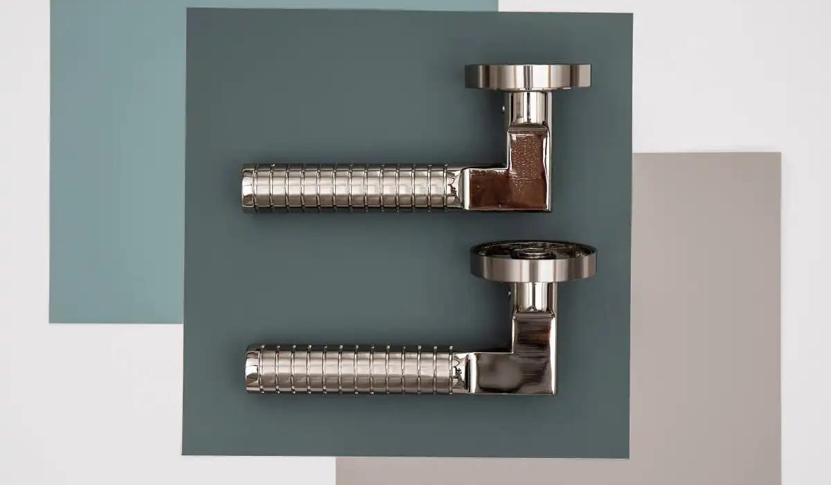Modern polished chrome door handles 