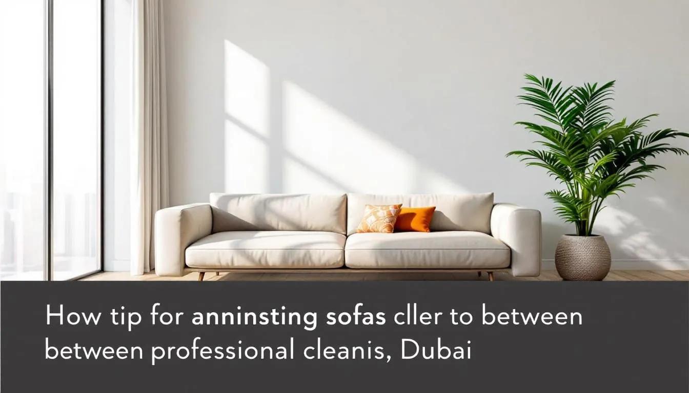 An informative image showing tips for maintaining sofas between professional cleanings.