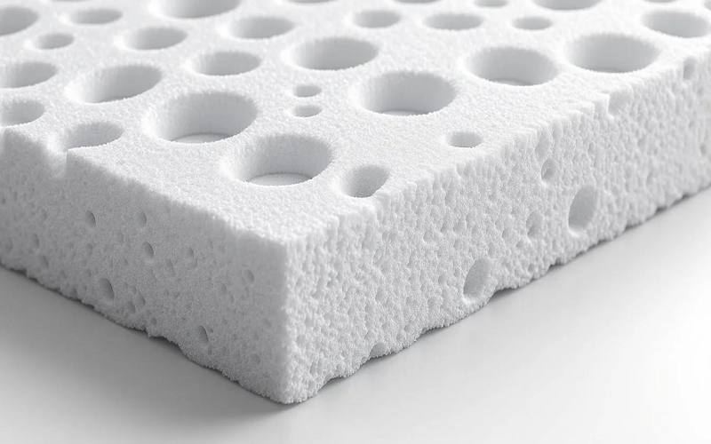 close-up view of PU foam showing its texture and structure