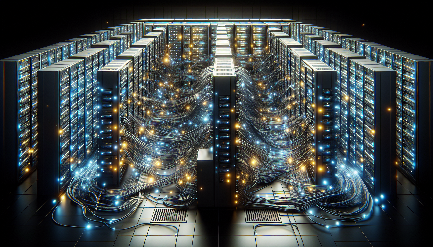 Illustration of a server room with multiple servers representing reseller hosting plans