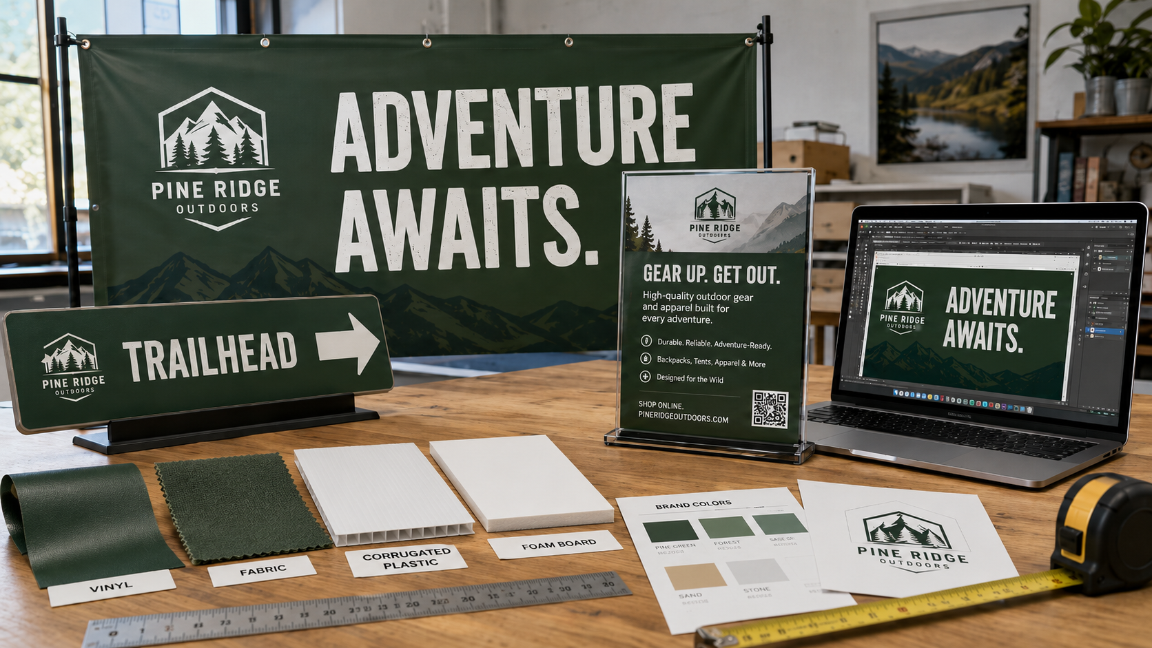 Custom sign materials including vinyl fabric foam board and corrugated plastic