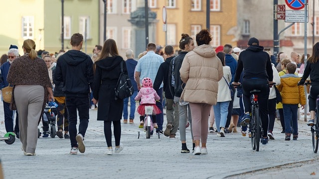 people, crowd, pavement