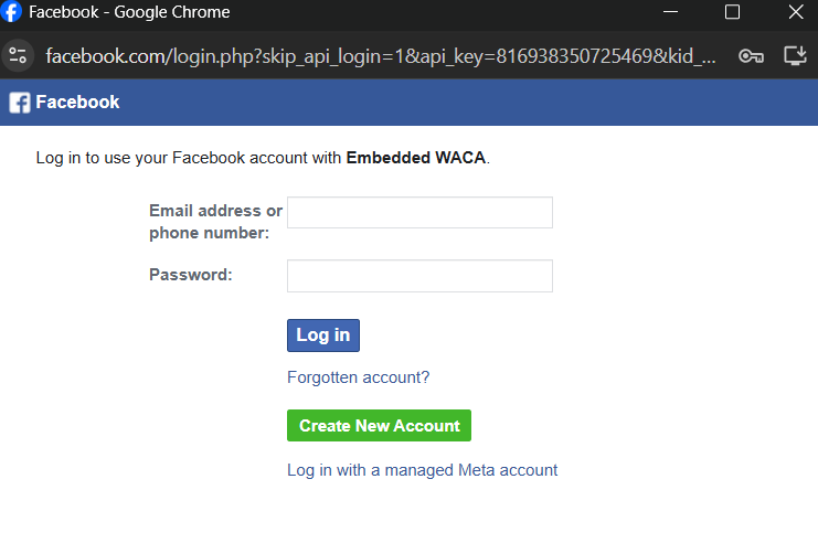Facebook login