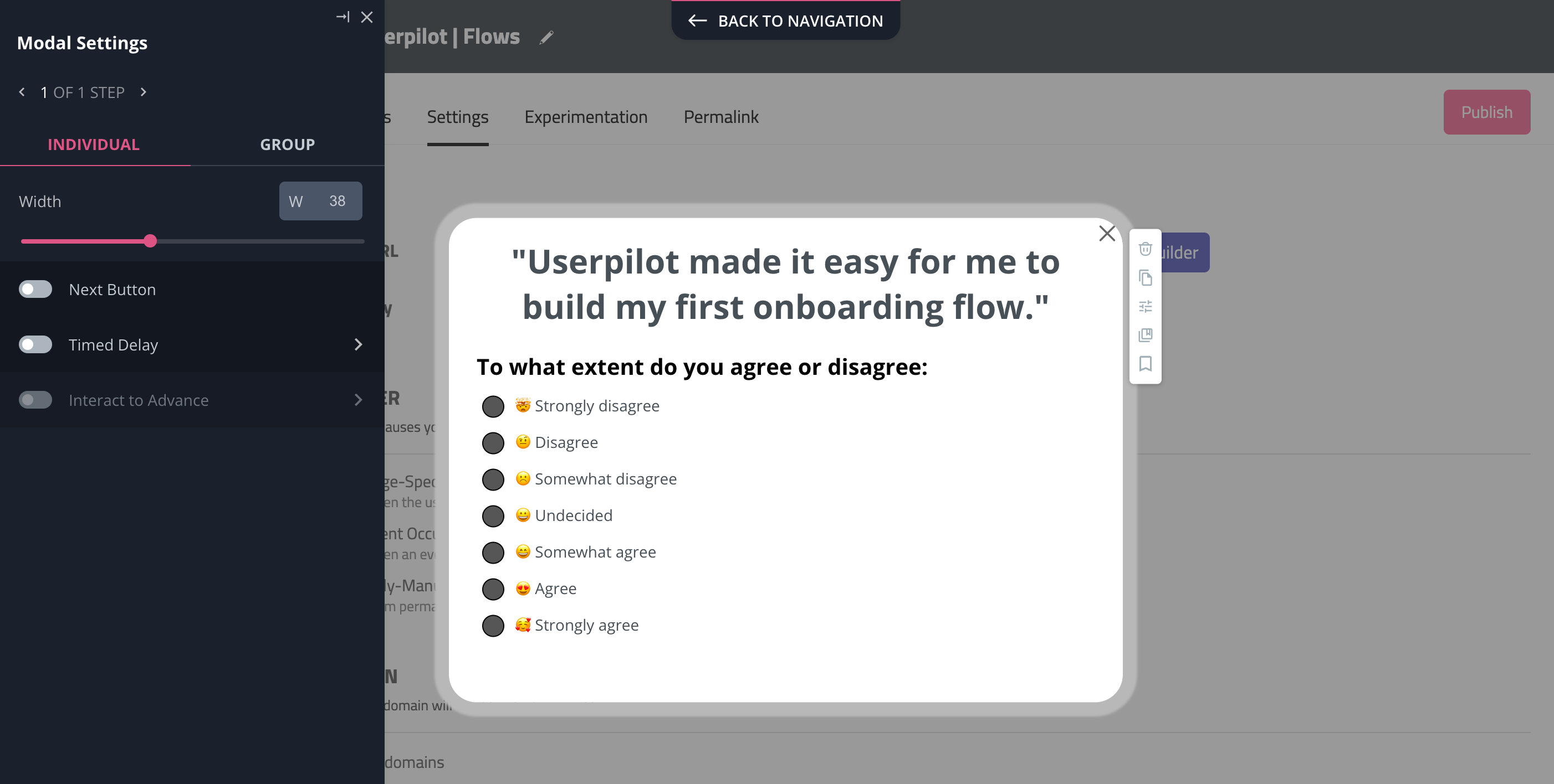 customer effort score survey built with userpilot