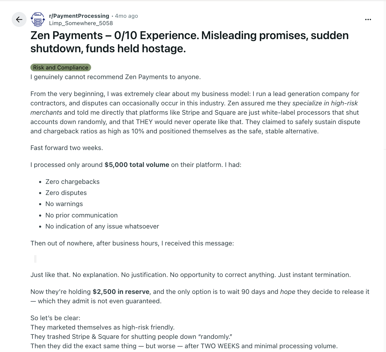Zen Payments reddit review