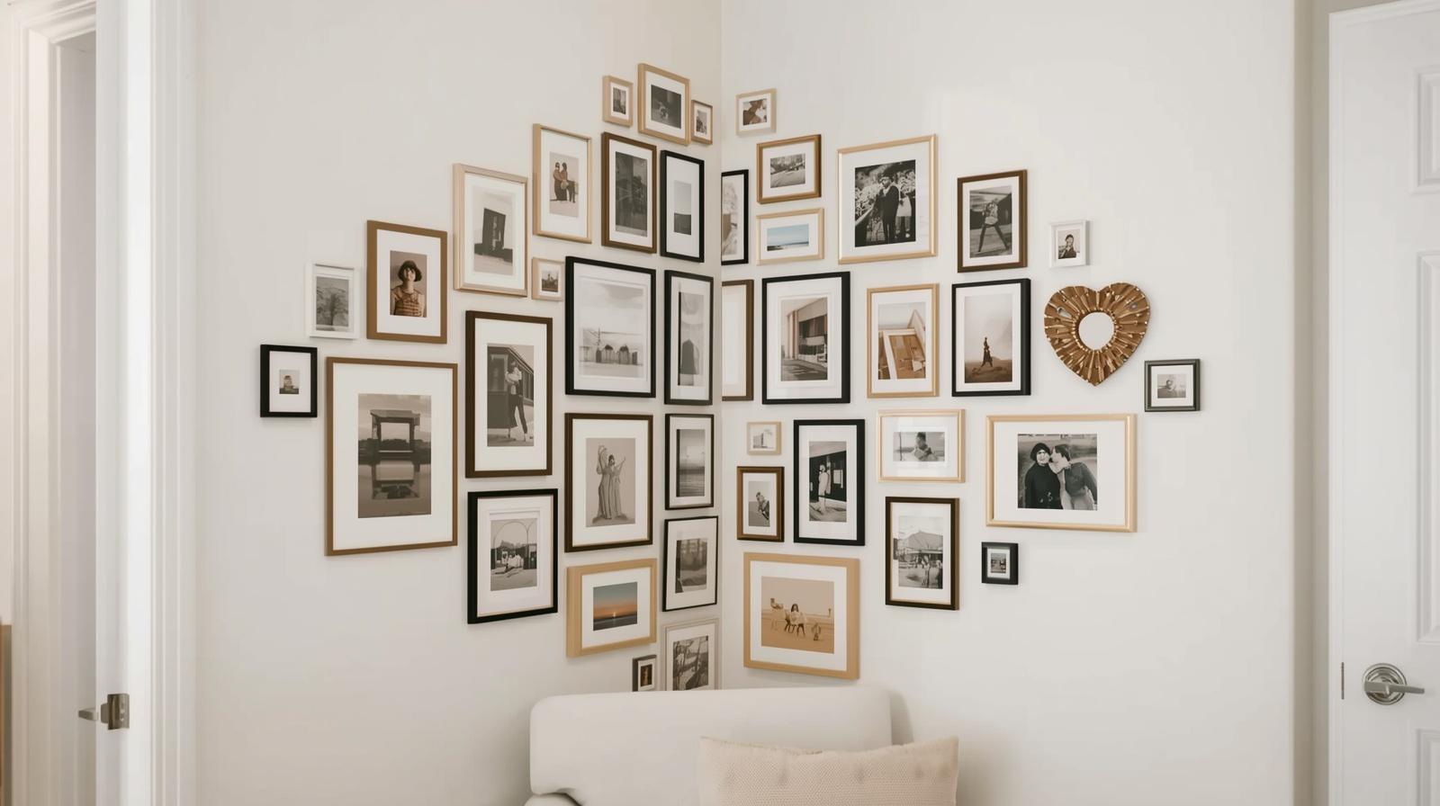 Awkward corner photo wall