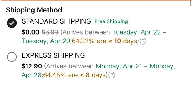 shein shipping time - shipping options 