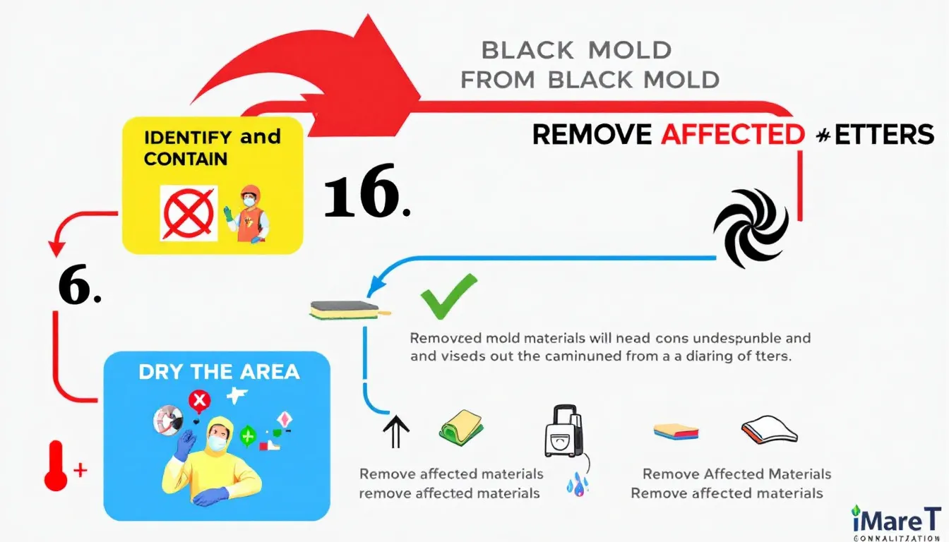A damp area showing signs of moisture and mold growth, illustrating how to rid black mold.