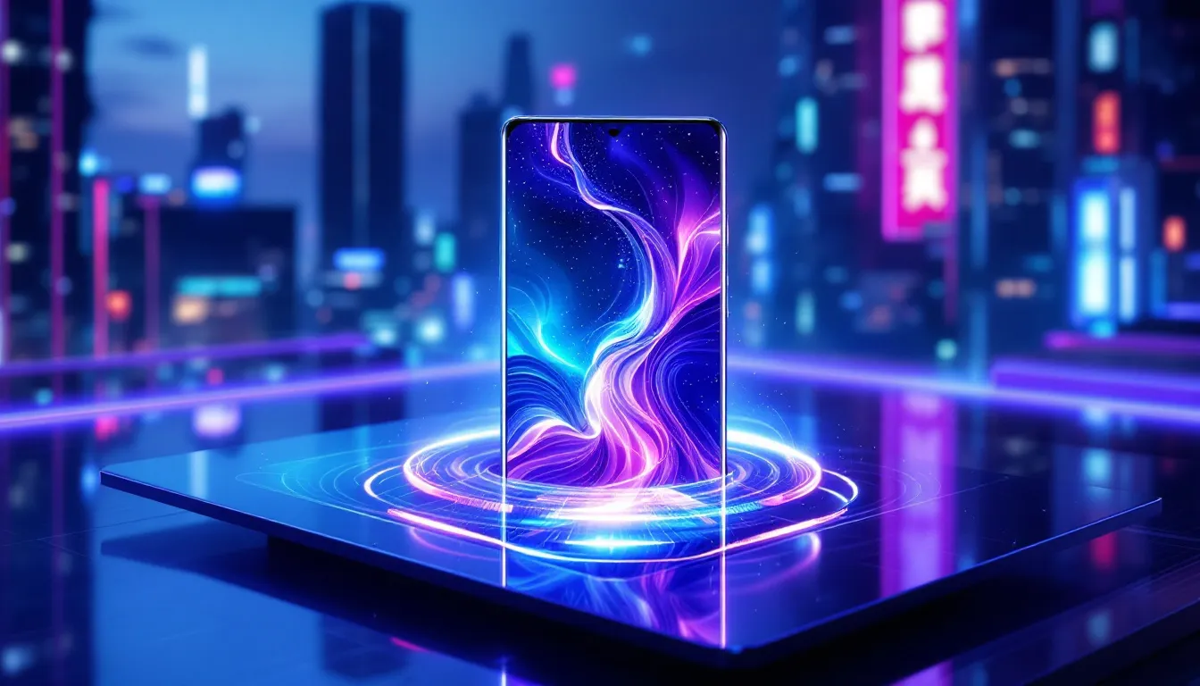 Un smartphone élégant avec un écran haut de gamme, illustrant le design moderne.