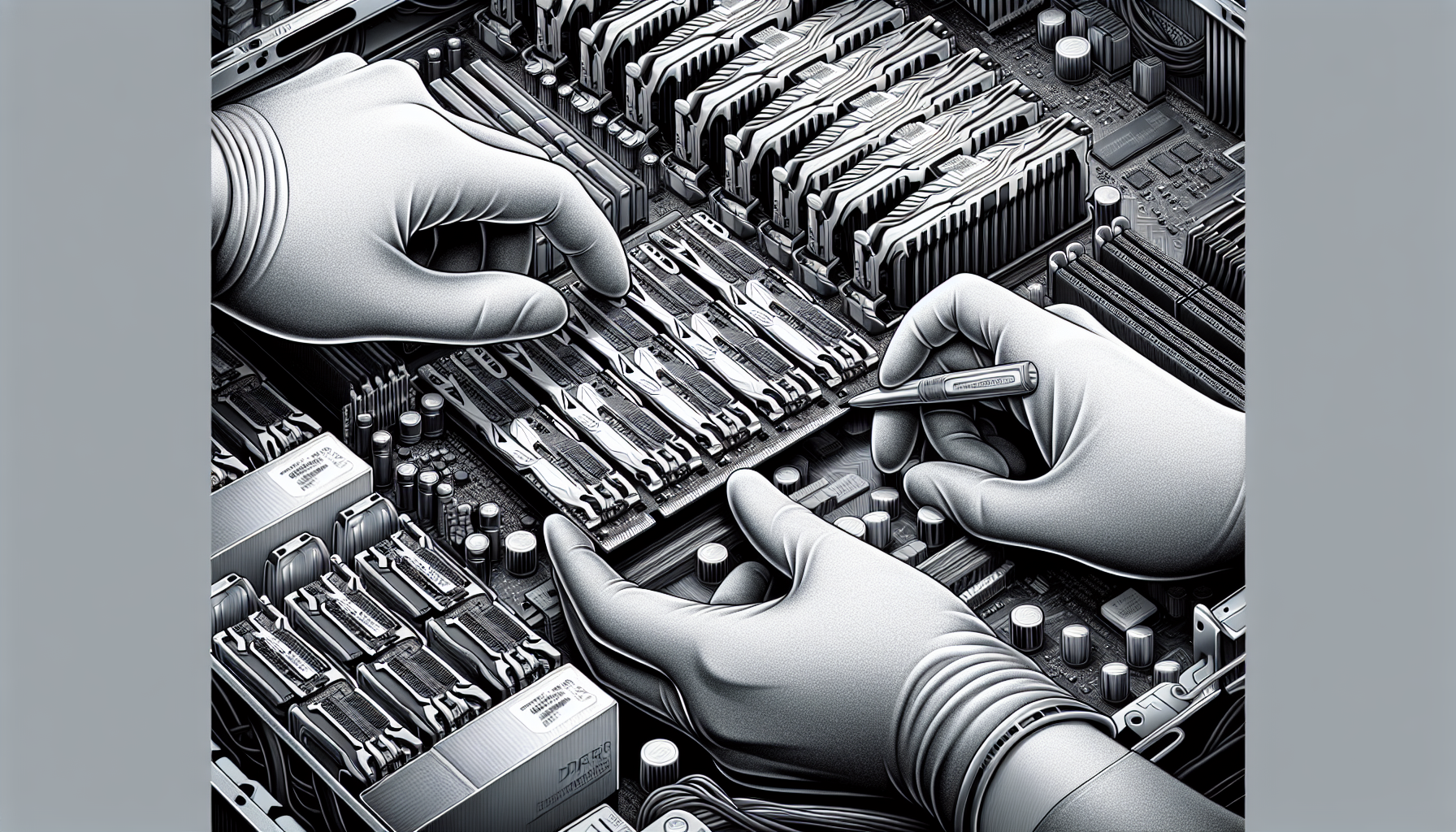 Illustration of DDR4 ECC memory installation process