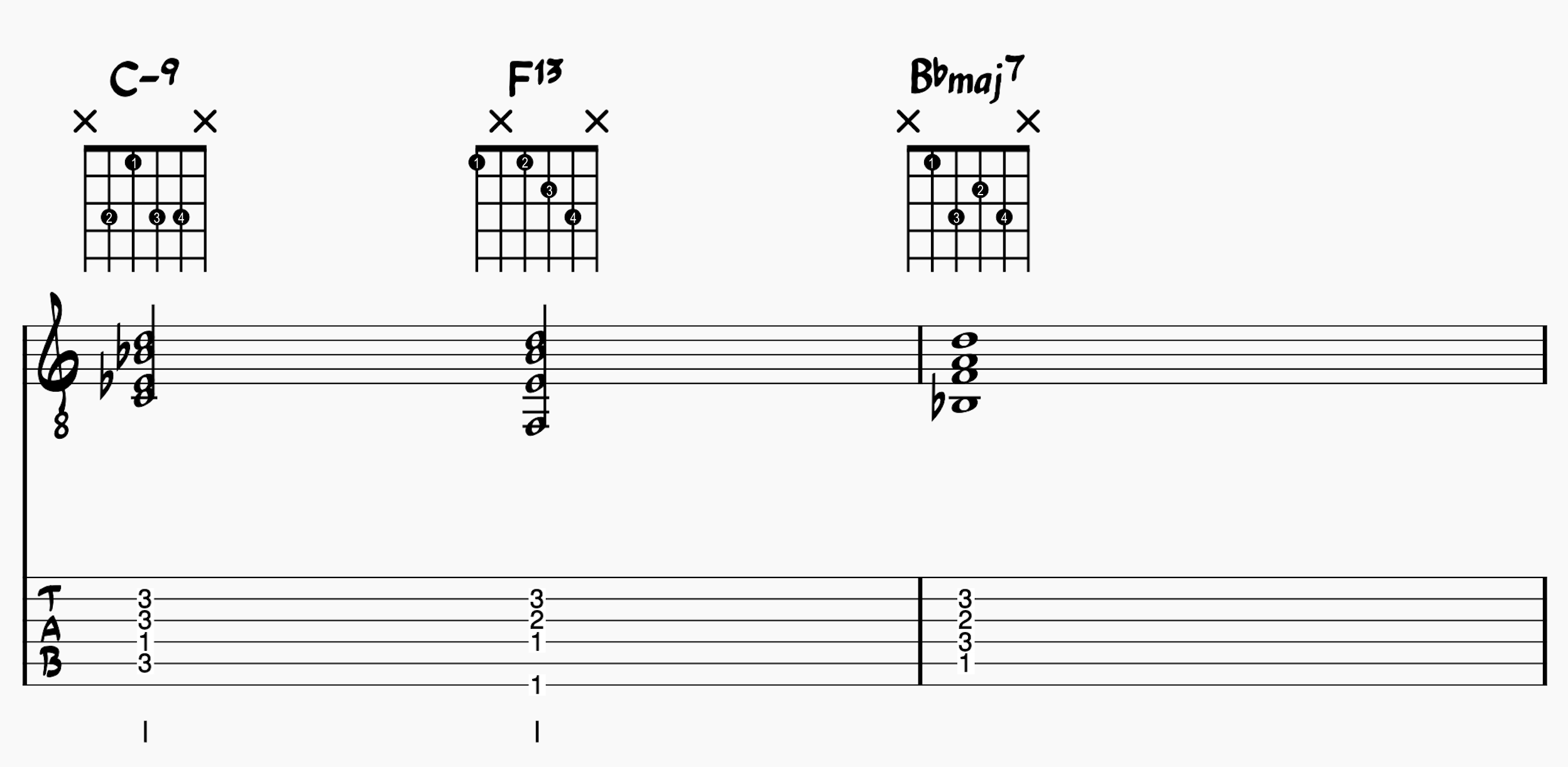 C-9 | F13 | Bbmaj7 chord progression 
