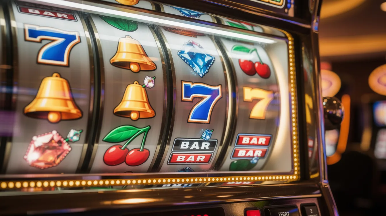 The image features a vibrant slot machine with colorful reels adorned with various symbols spinning rapidly, evoking the excitement of online casinos. This visual captures the essence of casino games where players can win real money and enjoy free spins promotions as they engage with popular slot games.