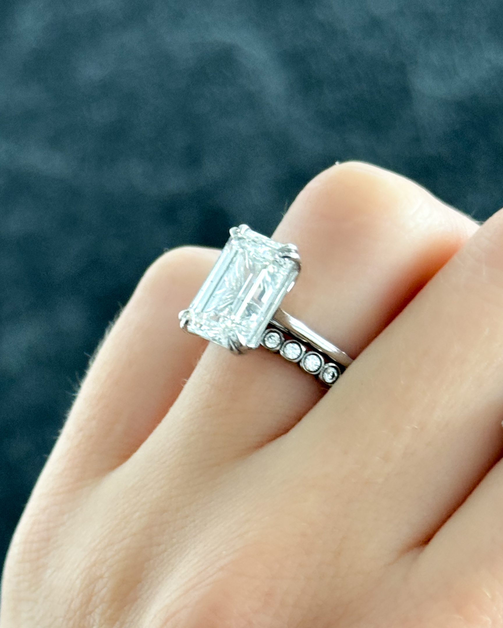 GOODSTONE Signature Cathedral Solitaire Engagement Ring With Emerald Cut Diamond (North South)