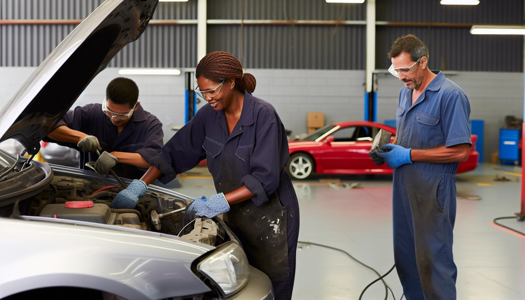 A team of professionals working on vehicle repairs in Darwin