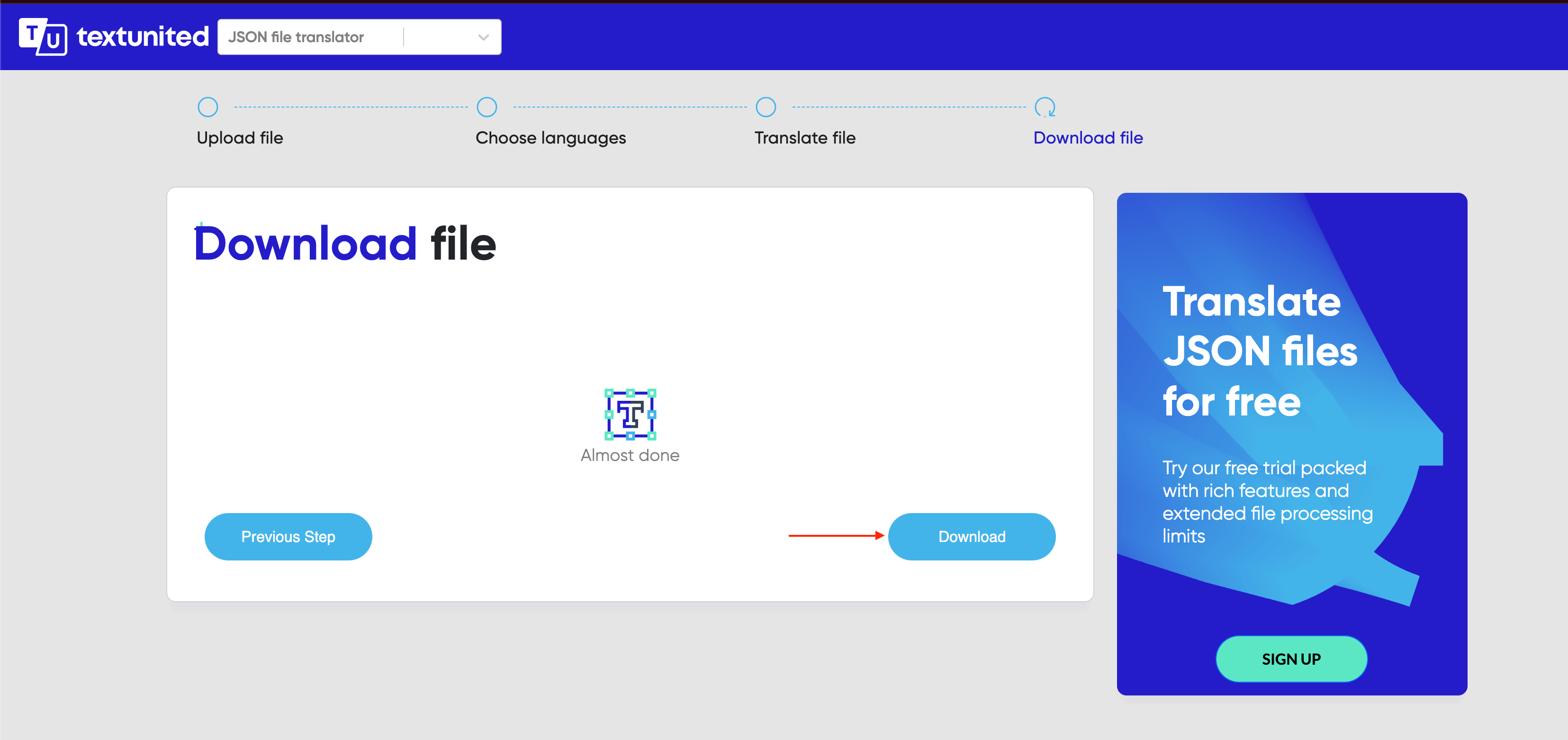 Downloading your translated JSON file