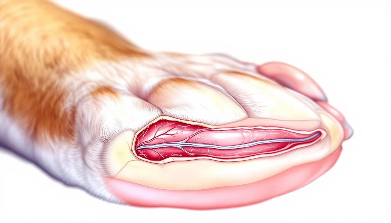 A close-up diagram of a dog