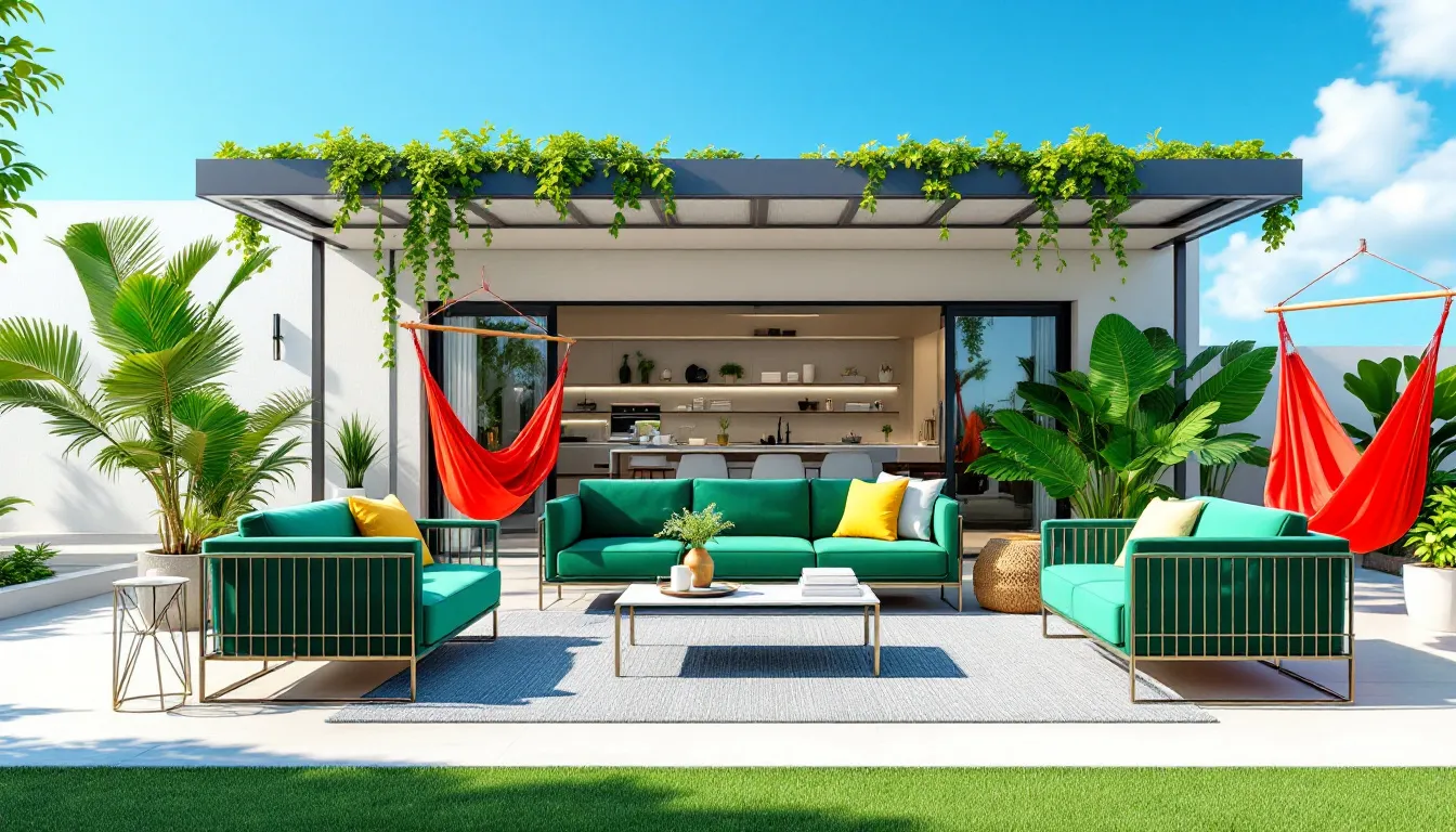 Outdoor furniture clearance sale with a variety of stylish pieces.