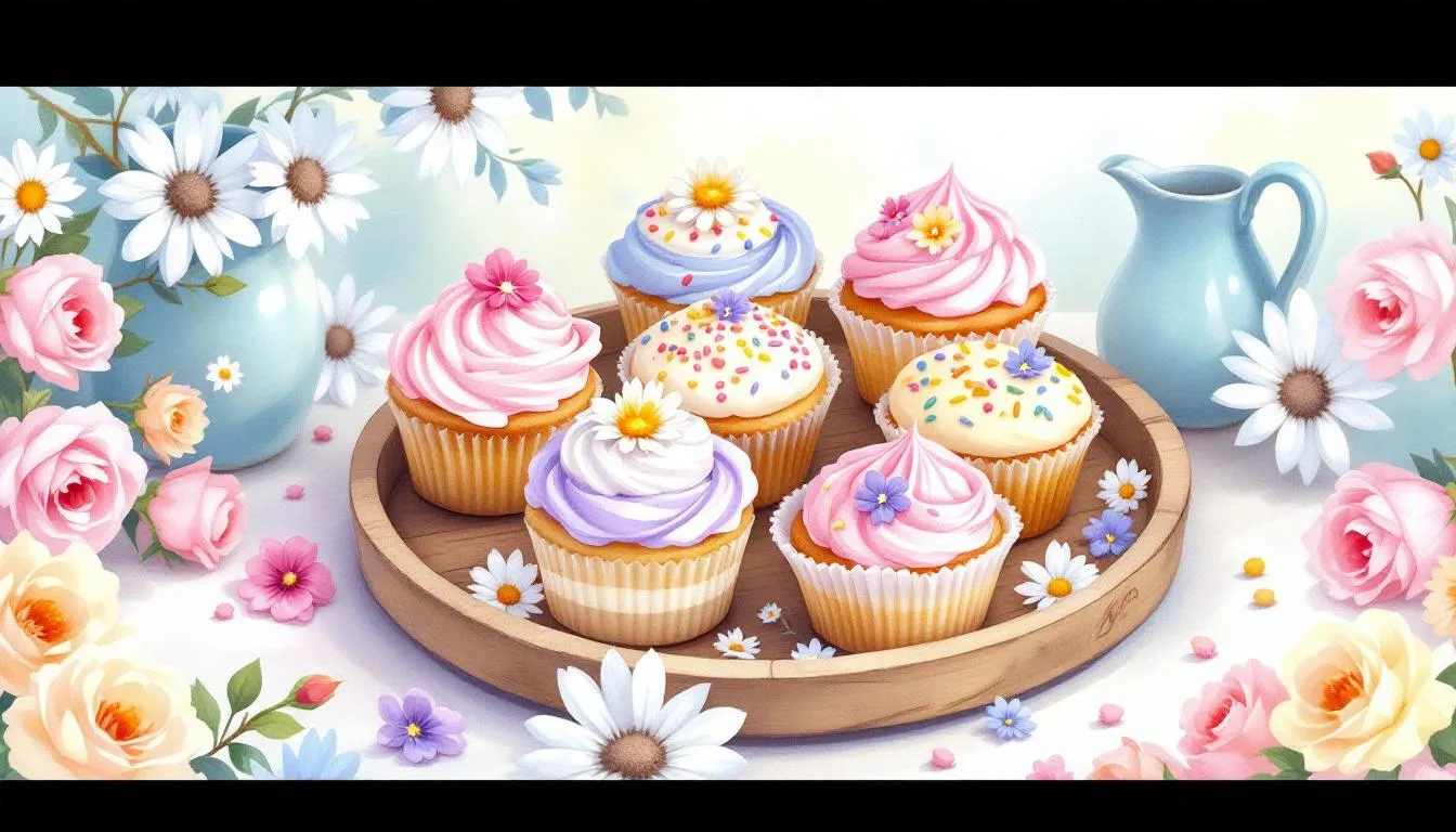 Delicious cakes and muffins displayed, ideal for Mother's Day gifts.