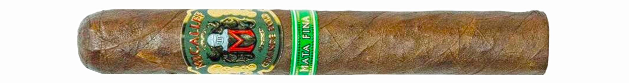 A cigar with Micallef Grande Bold Mata Fina label