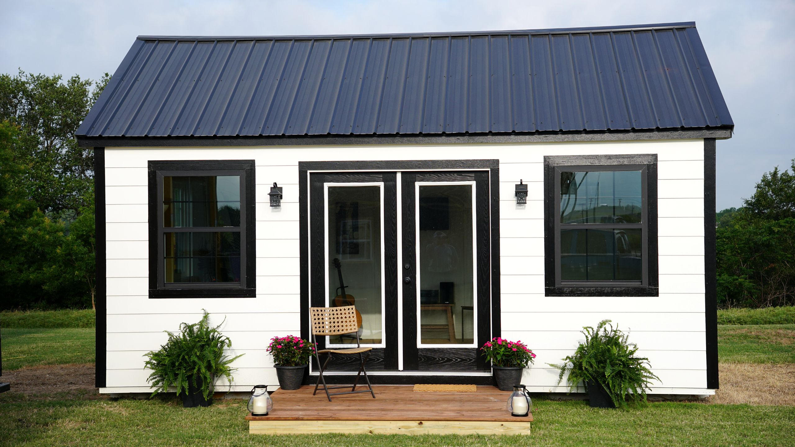 white diamond series shed with black roof