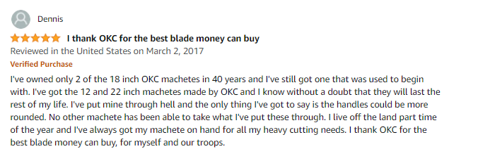 Ontario Knife Co 1-18" Military Machete for self defense