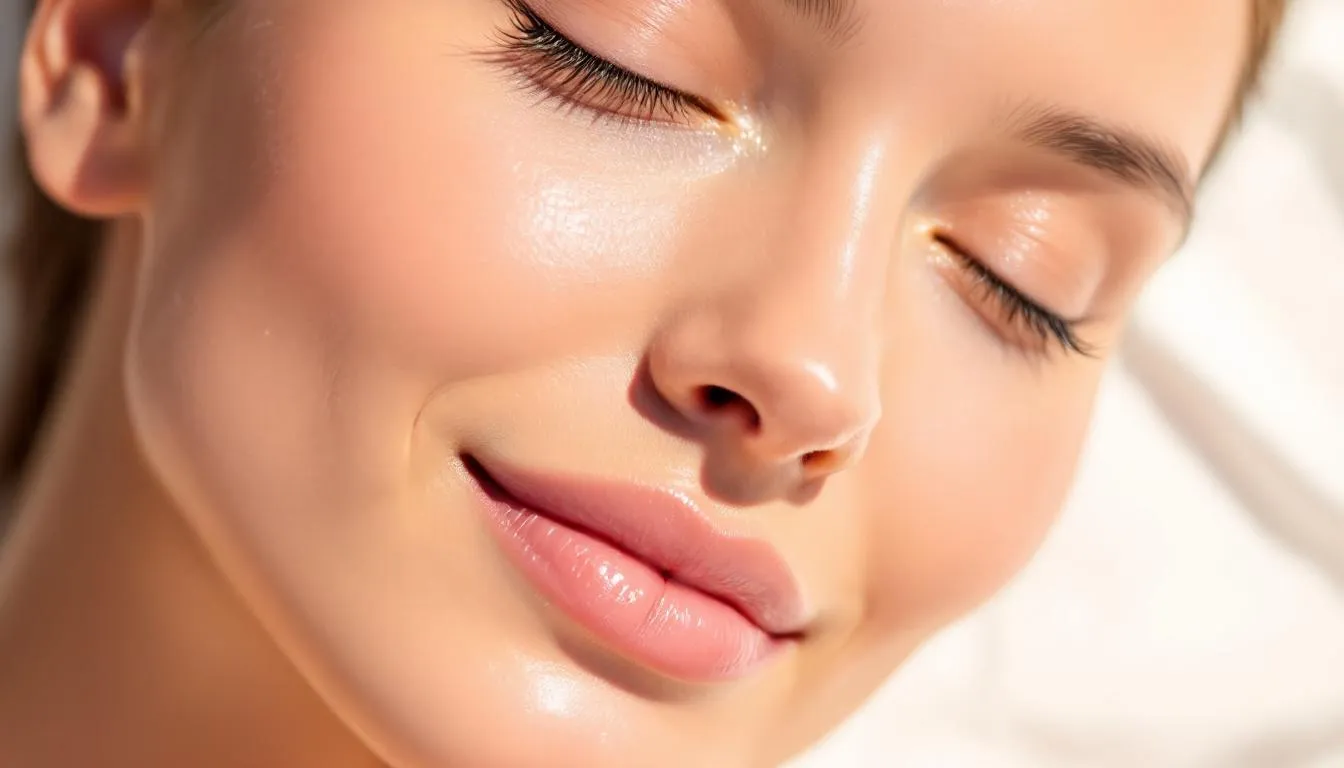 A close-up of healthy, hydrated skin showing its natural glow and softness.