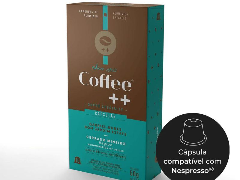 Embalagem da Coffee ++ de cápsulas compatíveis com Nespresso. Imagem: coffeemais.com