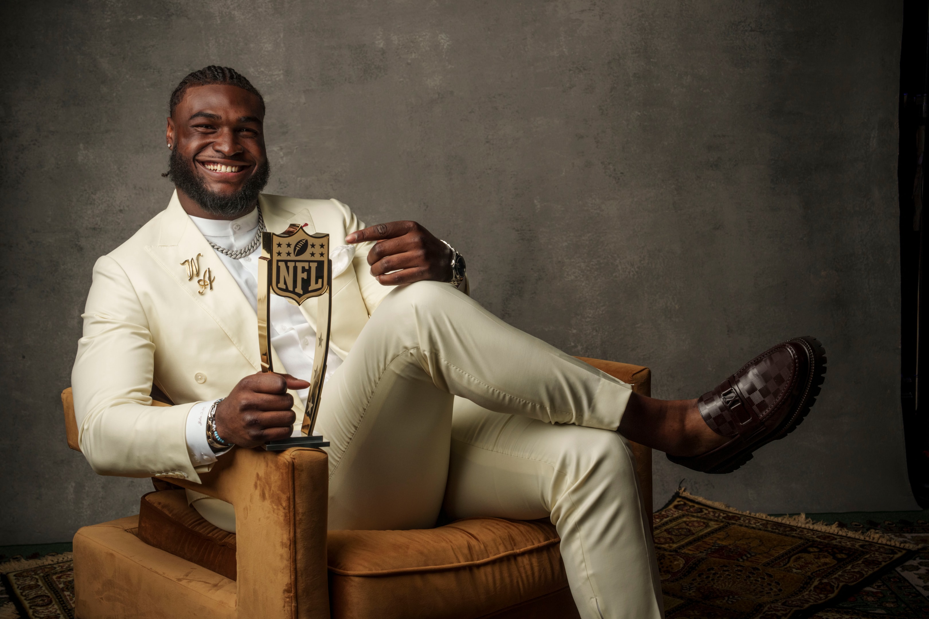 Will Anderson Jr of the Houston Texans poses for a portrait after winning Defensive Rookie of the year at the 13th Annual NFL Honors on February 8, 2024 in Las Vegas, Nevada