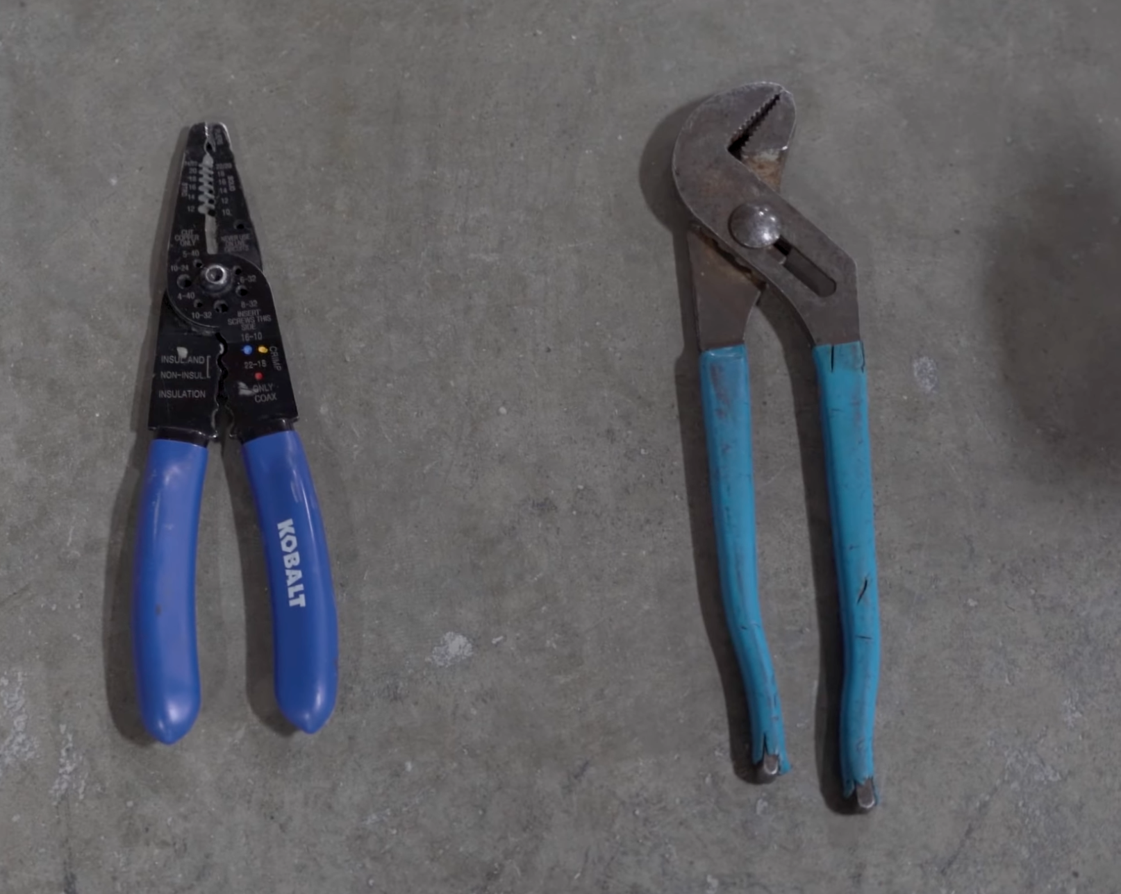 wire stripper and channel lock pliers