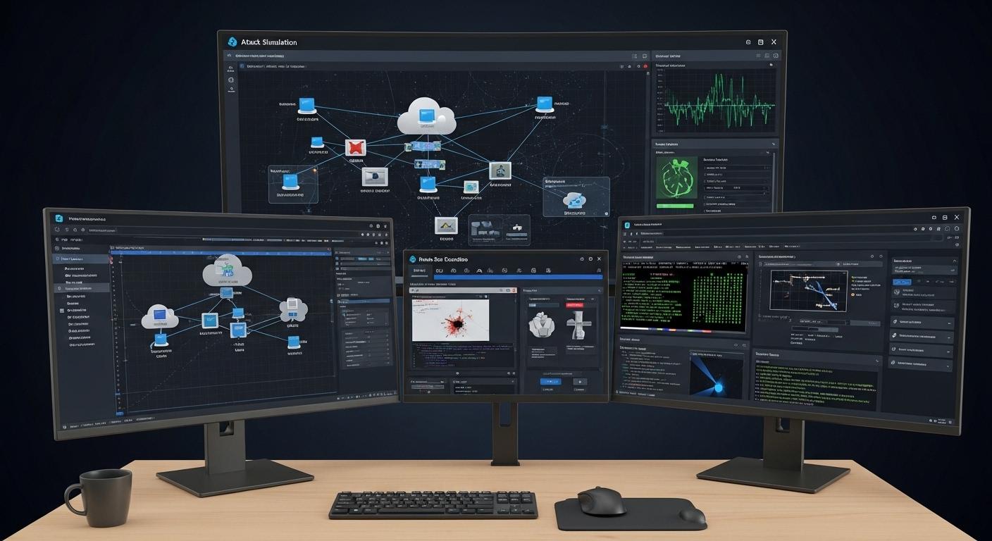 Professional cybersecurity training platform with multiple virtual desktops, cloud infrastructure, attack simulations, and hands-on security exercises.