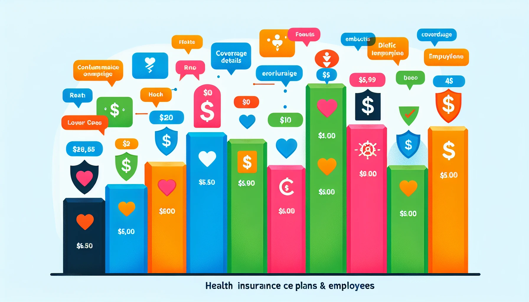 A chart comparing different health insurance plans for employees