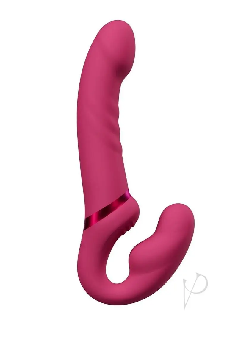 Lovense Lapis Rechargeable Silicone App Control Dual End Strapless Strap-On Vibrator – Magenta