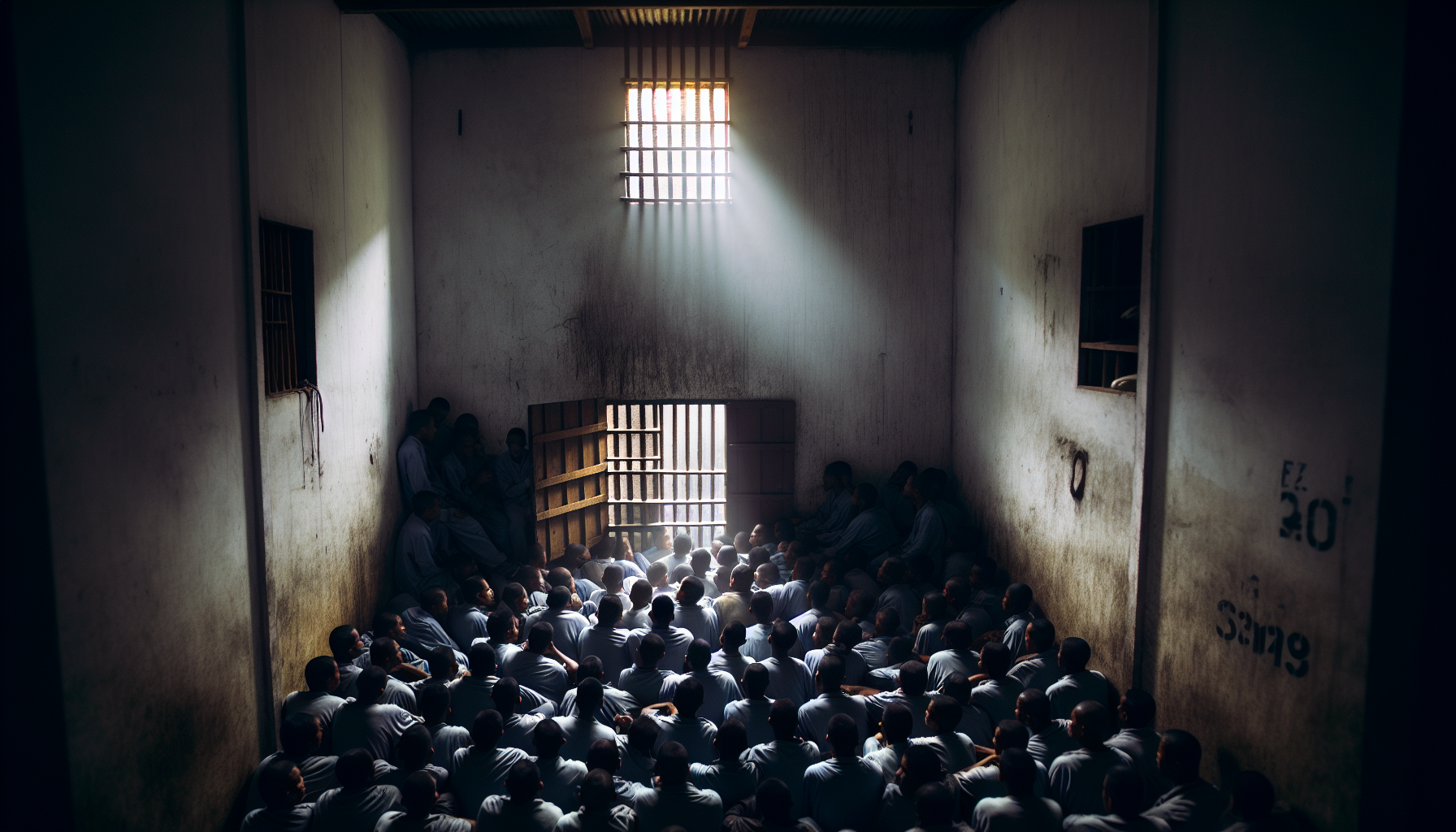 Overcrowded prison cell in Costa Rica