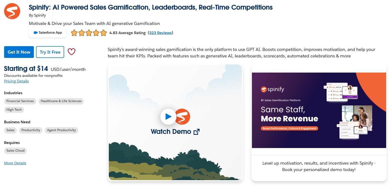 Spinify on Salesforce App Exchange