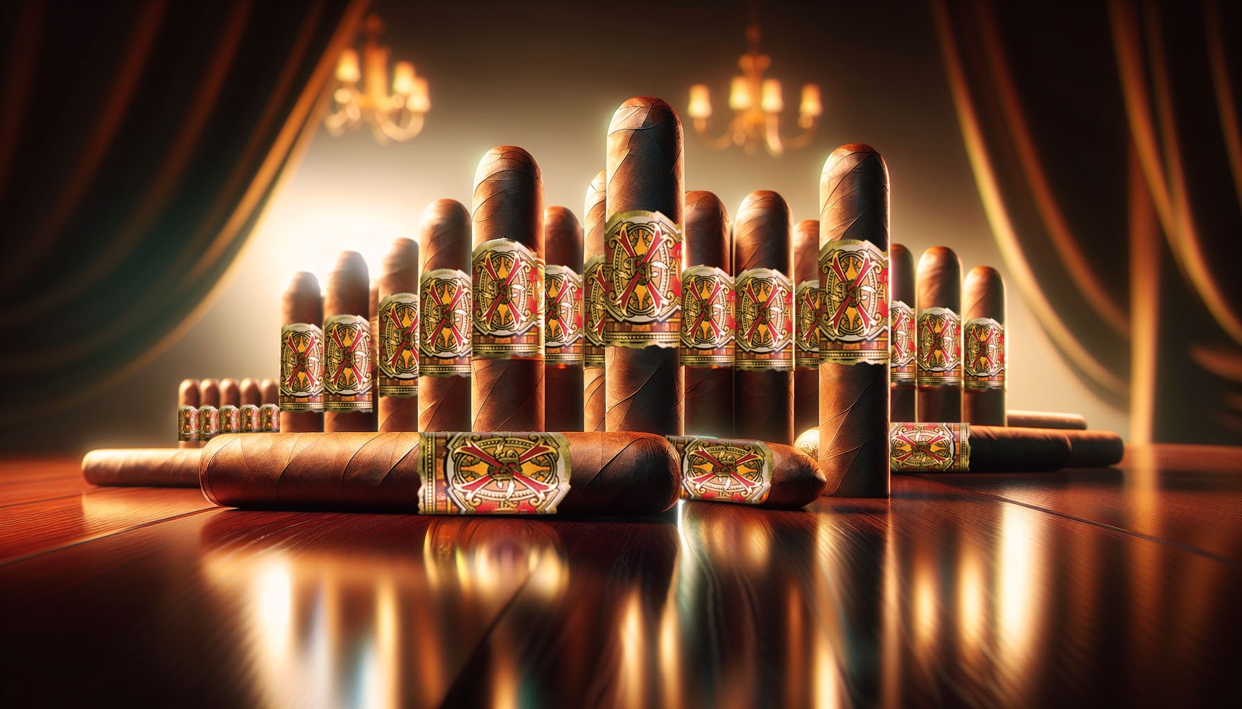 An artistic representation of Fuente Fuente Opus X cigars in an elegant setting.