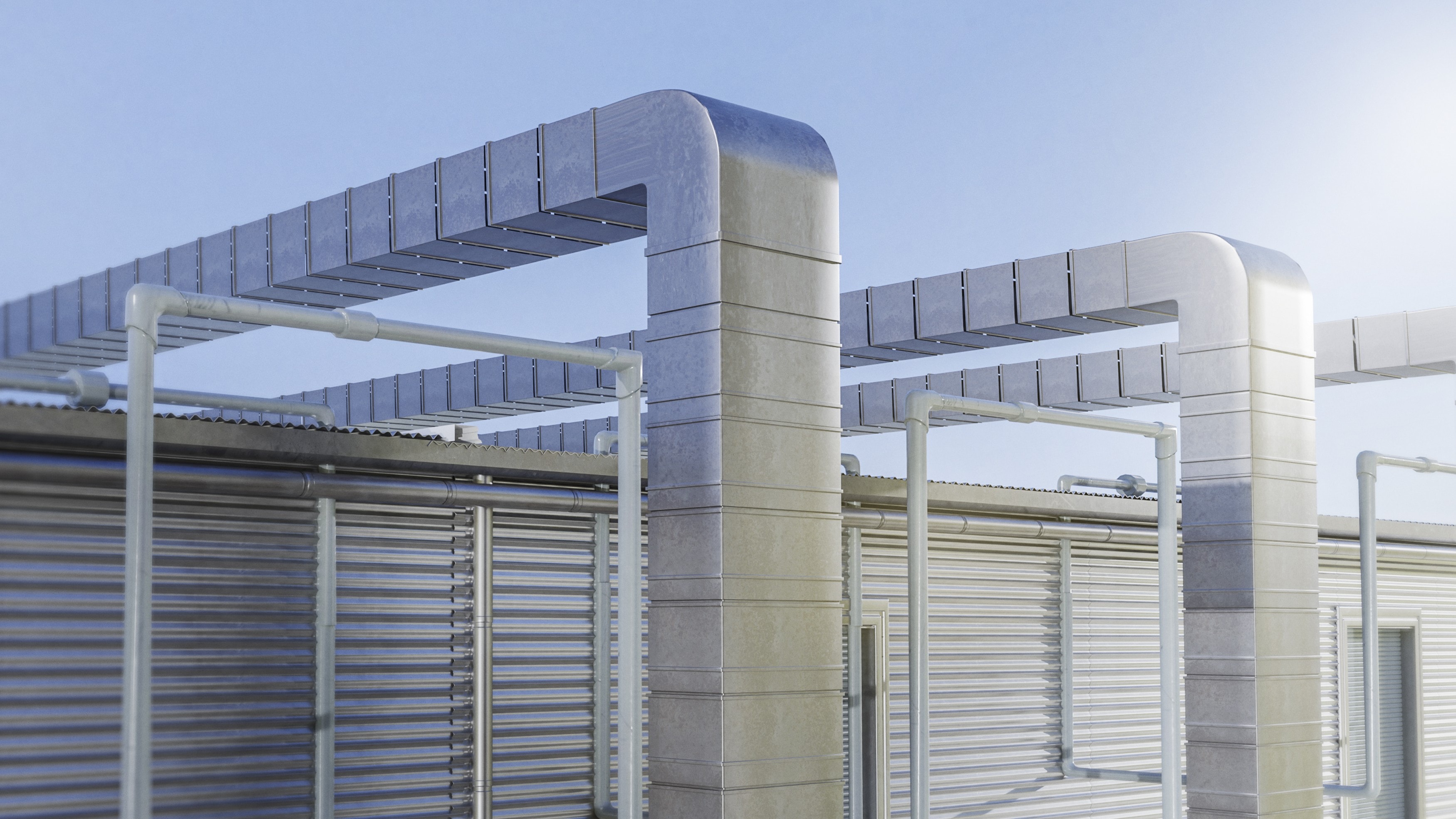 System wentylacji w halach produkcyjnych.