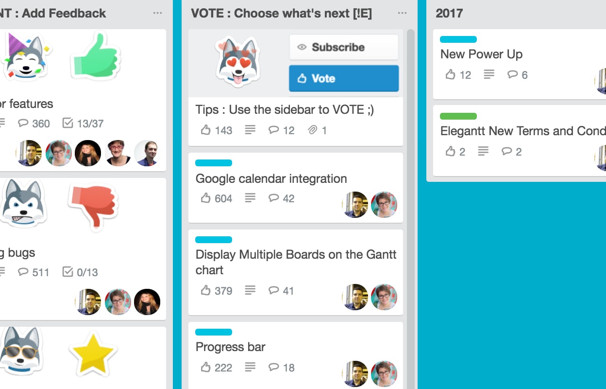 A screenshot of the Voting Trello add-on.