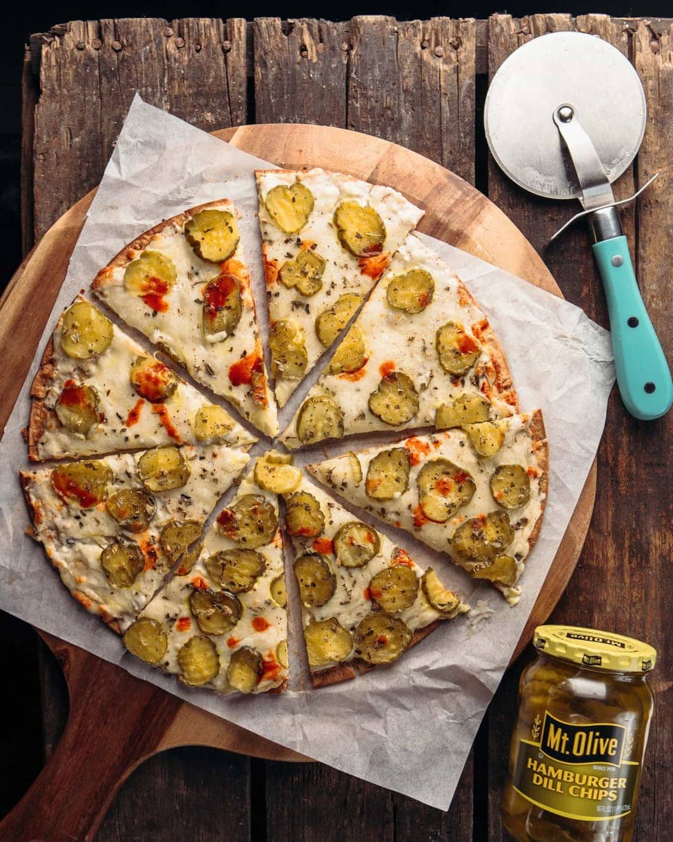 Ranch dill pickle pizza