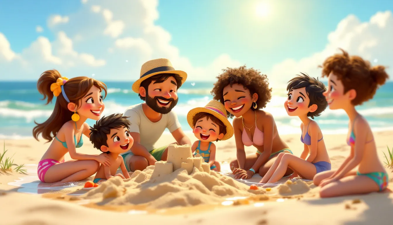 A beautiful beach day celebration with friends and family enjoying the sun and sand.