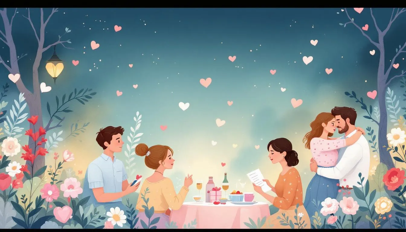 An illustration showing different love languages and perfect gifts that resonate with them.