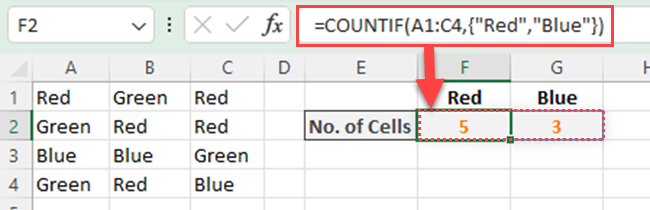 Count text cells with an array formula